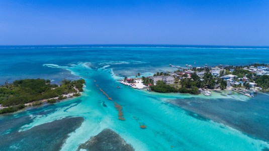 Caye Caulker Belize Barrier Reef aerial